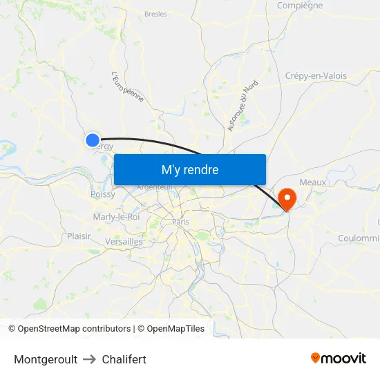 Montgeroult to Chalifert map