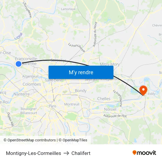 Montigny-Les-Cormeilles to Chalifert map