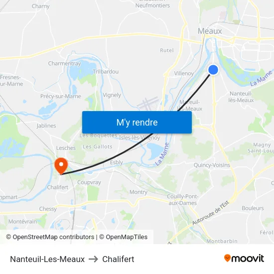 Nanteuil-Les-Meaux to Chalifert map