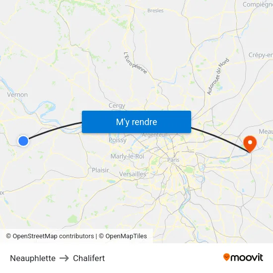 Neauphlette to Chalifert map