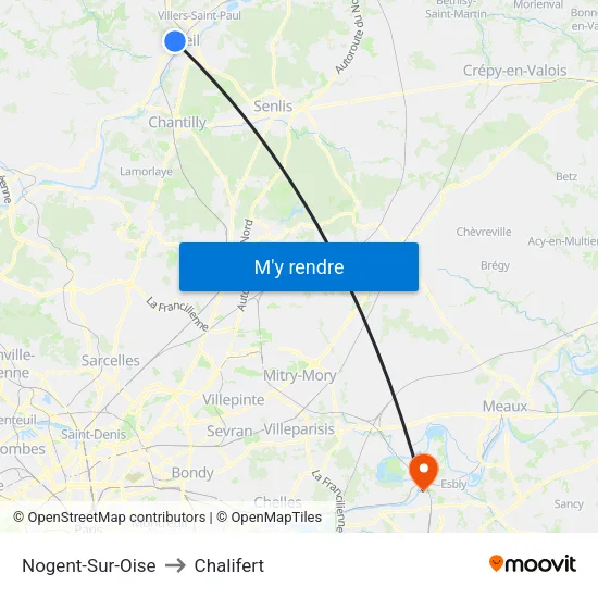 Nogent-Sur-Oise to Chalifert map