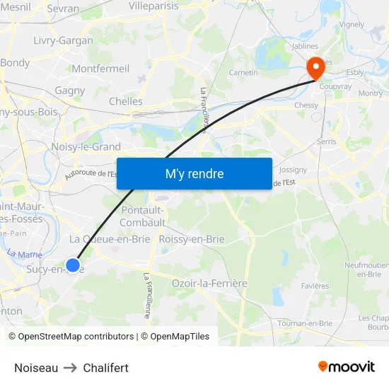 Noiseau to Chalifert map
