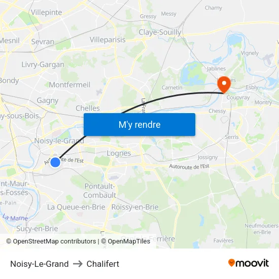 Noisy-Le-Grand to Chalifert map