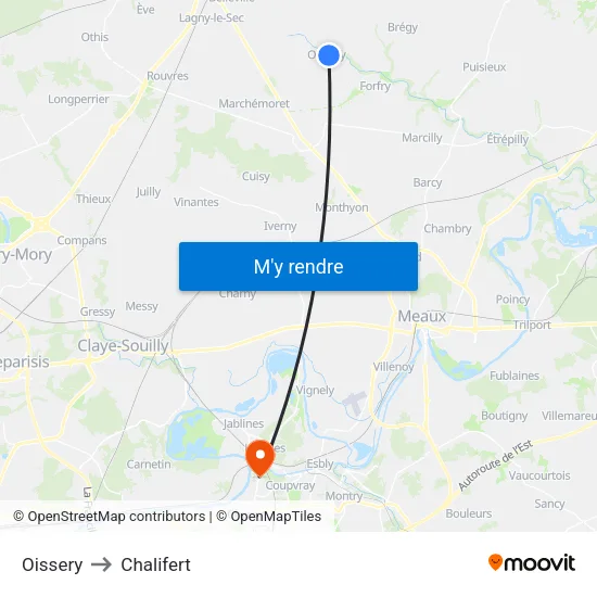 Oissery to Chalifert map