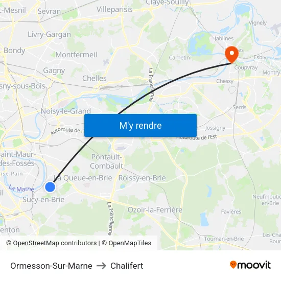Ormesson-Sur-Marne to Chalifert map