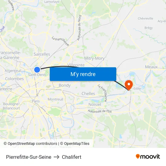 Pierrefitte-Sur-Seine to Chalifert map