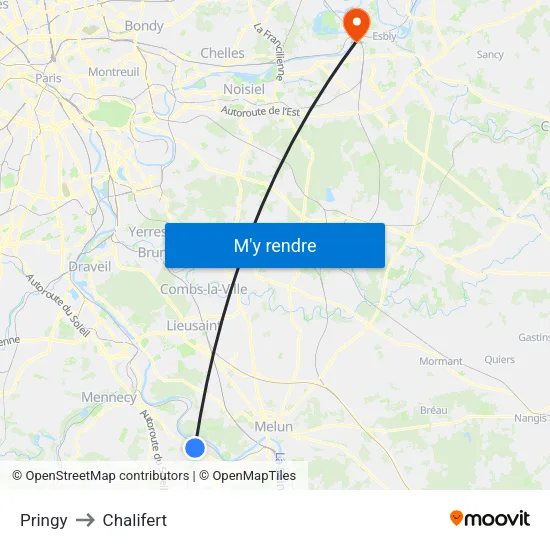 Pringy to Chalifert map