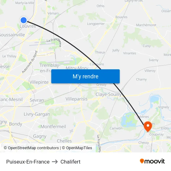 Puiseux-En-France to Chalifert map