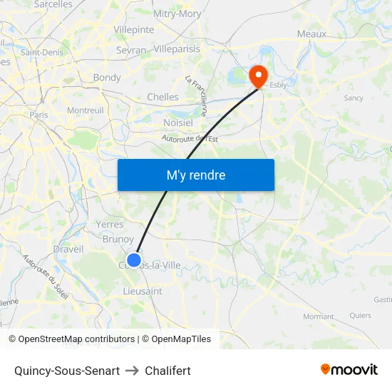 Quincy-Sous-Senart to Chalifert map