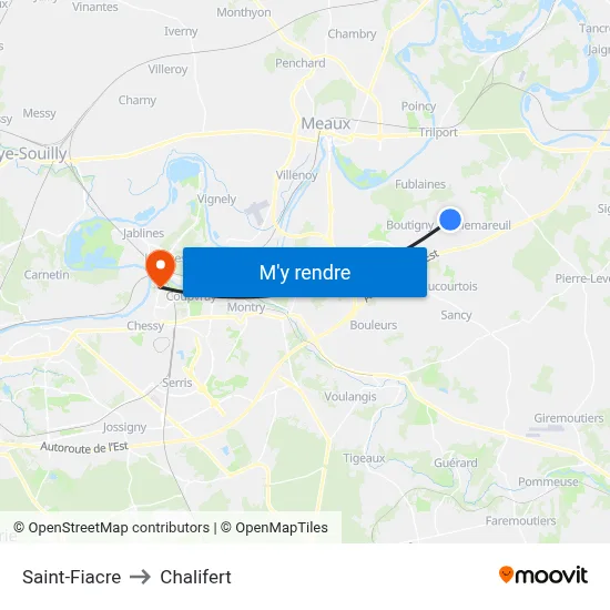 Saint-Fiacre to Chalifert map