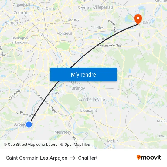 Saint-Germain-Les-Arpajon to Chalifert map