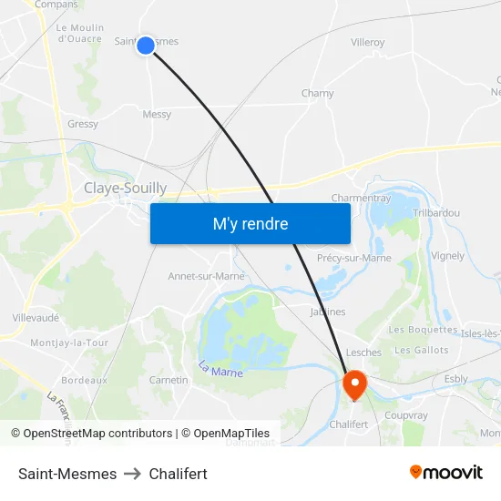 Saint-Mesmes to Chalifert map