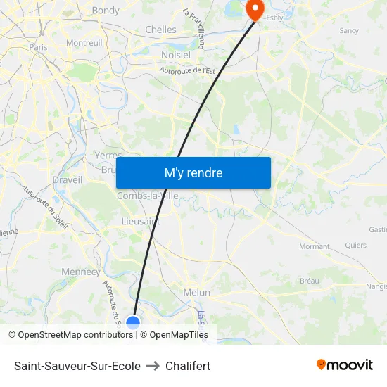 Saint-Sauveur-Sur-Ecole to Chalifert map