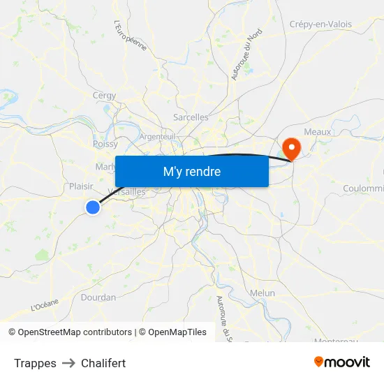 Trappes to Chalifert map
