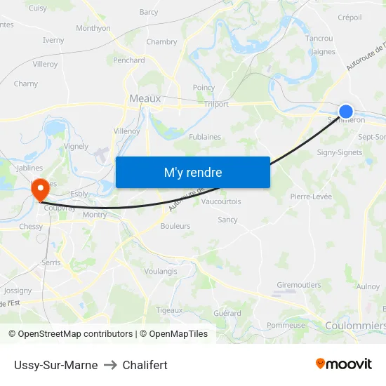 Ussy-Sur-Marne to Chalifert map