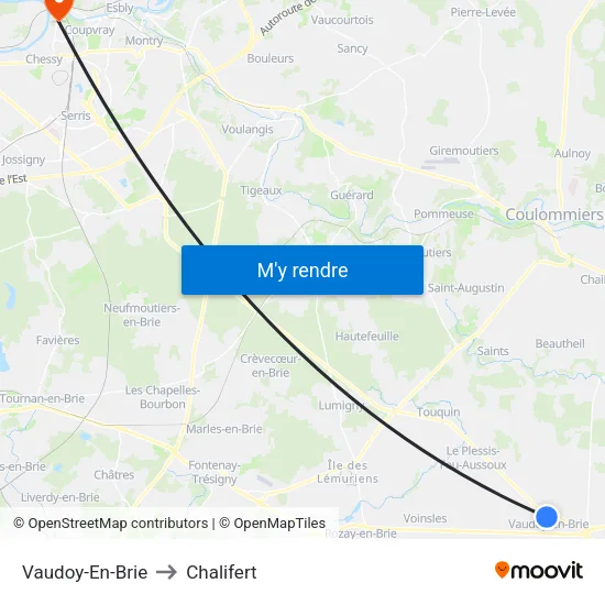 Vaudoy-En-Brie to Chalifert map