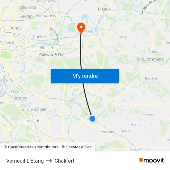 Verneuil-L'Etang to Chalifert map