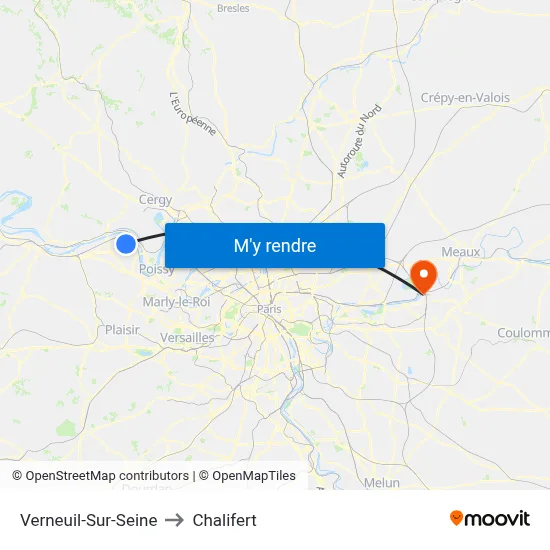 Verneuil-Sur-Seine to Chalifert map