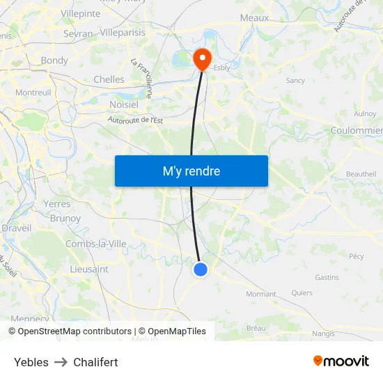 Yebles to Chalifert map
