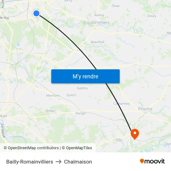 Bailly-Romainvilliers to Chalmaison map