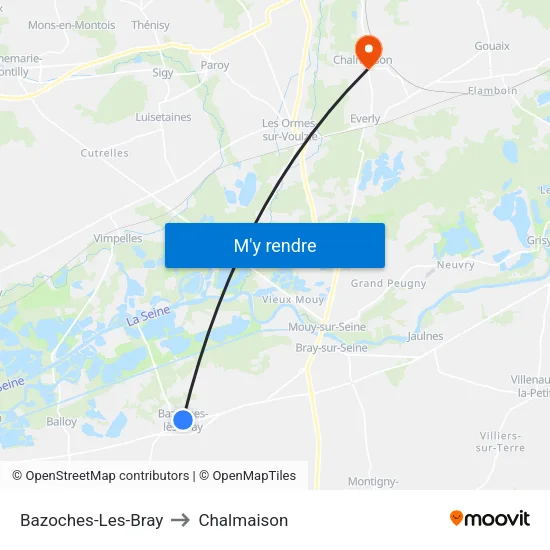 Bazoches-Les-Bray to Chalmaison map