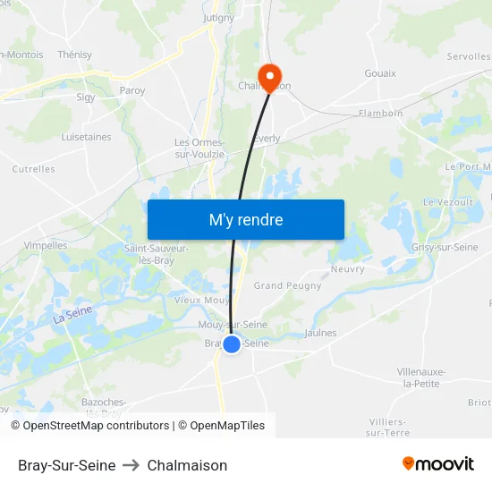 Bray-Sur-Seine to Chalmaison map