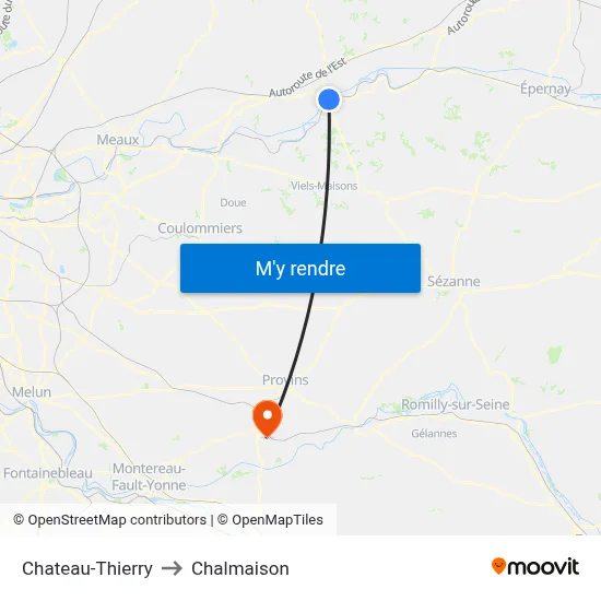 Chateau-Thierry to Chalmaison map