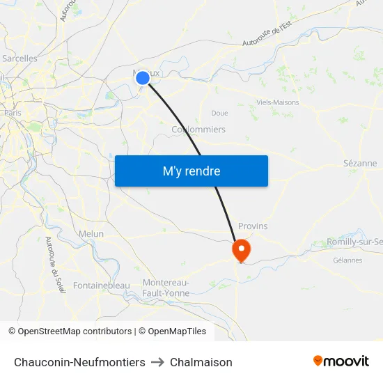 Chauconin-Neufmontiers to Chalmaison map