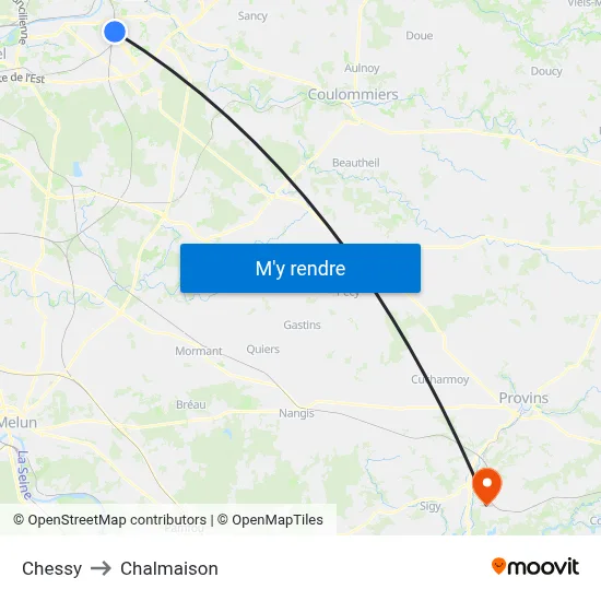 Chessy to Chalmaison map