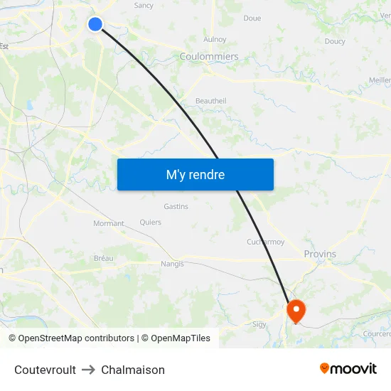 Coutevroult to Chalmaison map