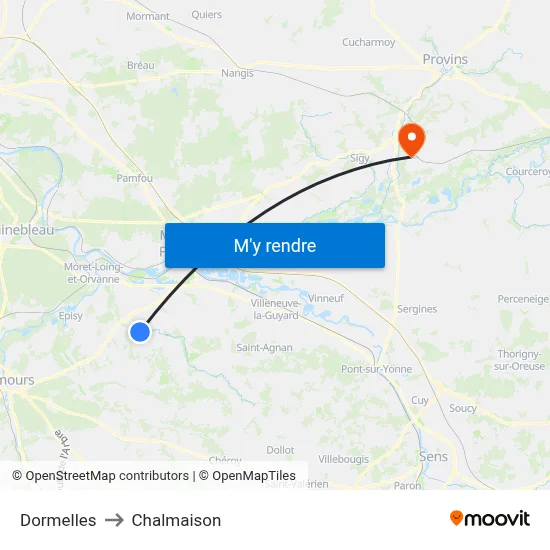Dormelles to Chalmaison map