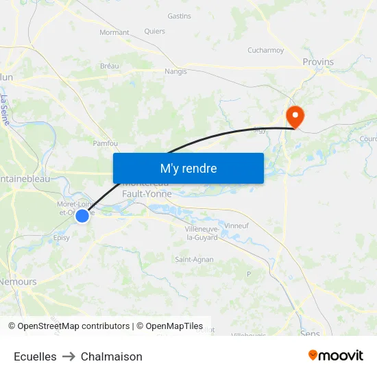Ecuelles to Chalmaison map