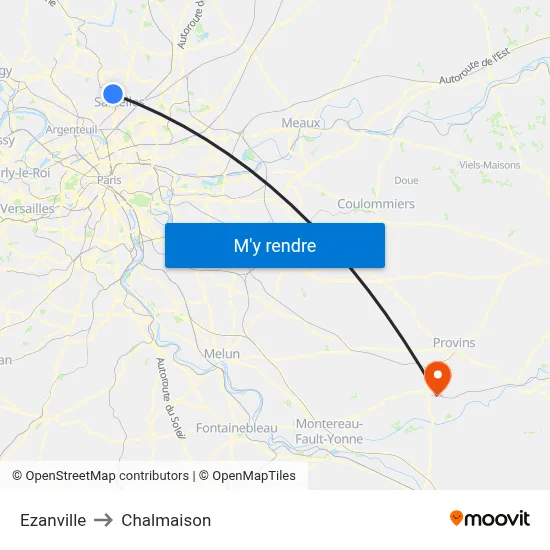 Ezanville to Chalmaison map