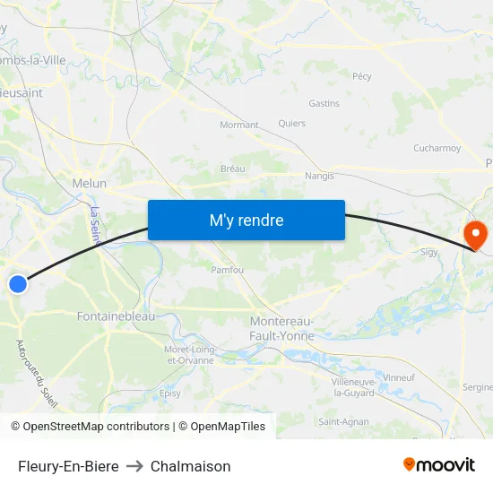 Fleury-En-Biere to Chalmaison map