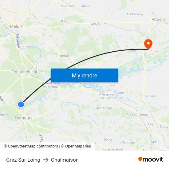 Grez-Sur-Loing to Chalmaison map