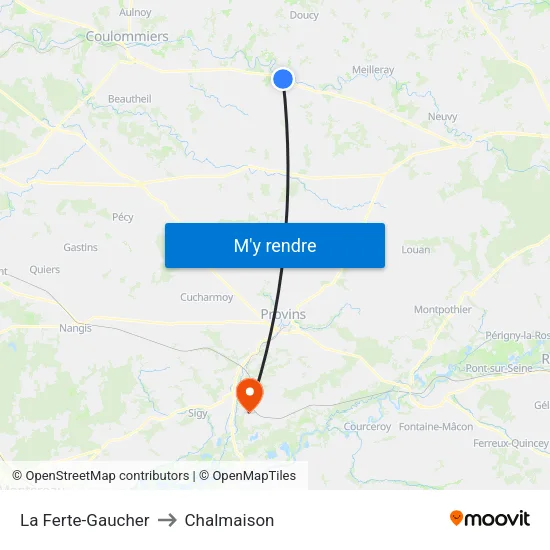 La Ferte-Gaucher to Chalmaison map