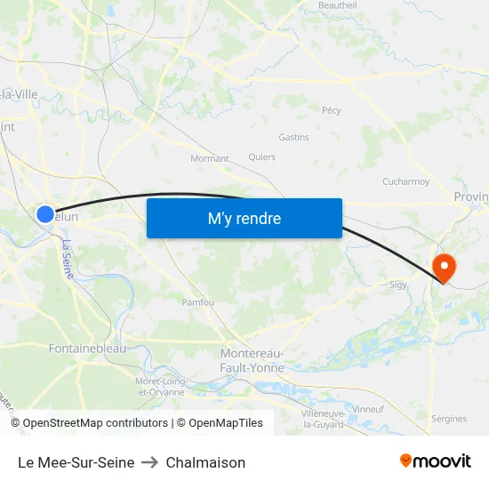Le Mee-Sur-Seine to Chalmaison map