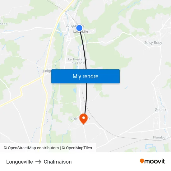 Longueville to Chalmaison map