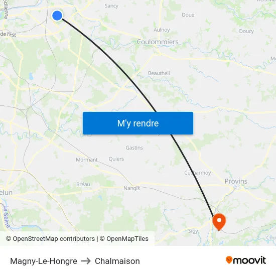Magny-Le-Hongre to Chalmaison map