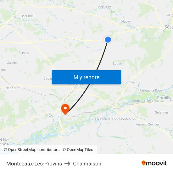 Montceaux-Les-Provins to Chalmaison map