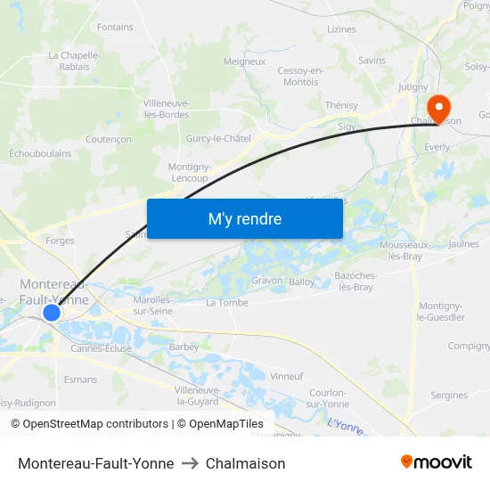 Montereau-Fault-Yonne to Chalmaison map