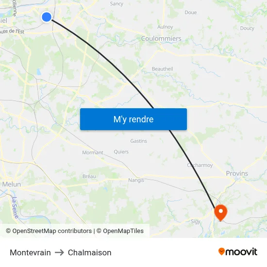 Montevrain to Chalmaison map