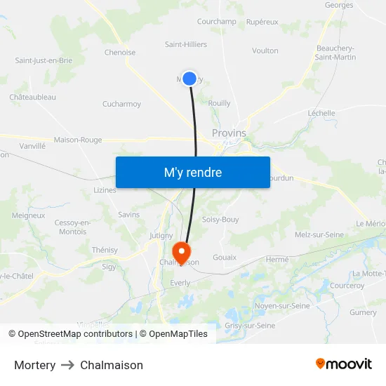 Mortery to Chalmaison map