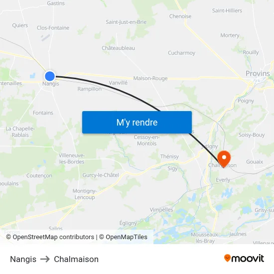 Nangis to Chalmaison map
