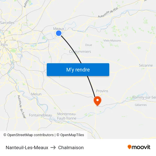 Nanteuil-Les-Meaux to Chalmaison map
