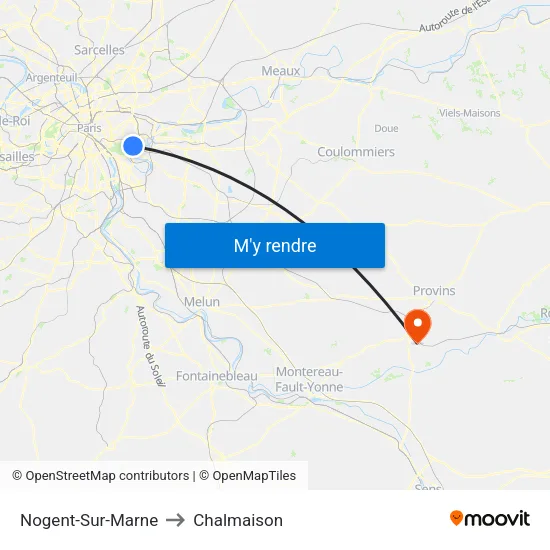 Nogent-Sur-Marne to Chalmaison map