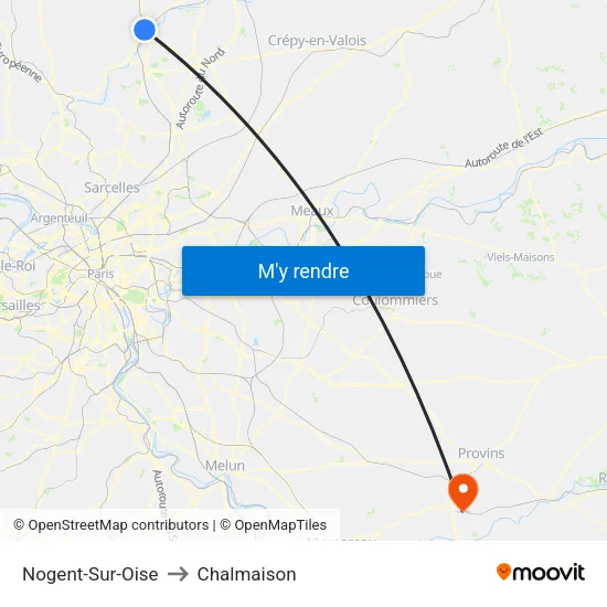 Nogent-Sur-Oise to Chalmaison map