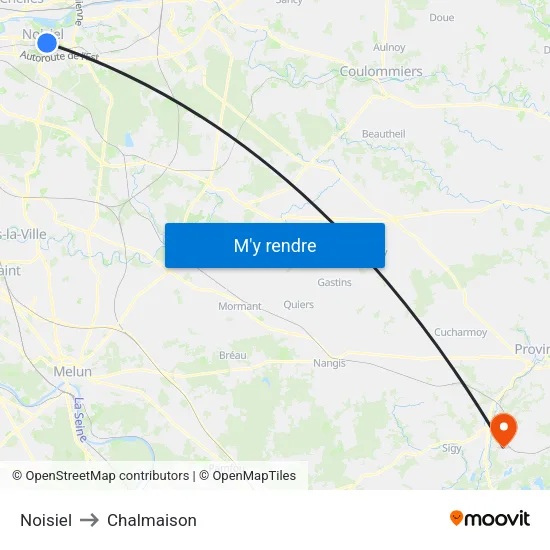 Noisiel to Chalmaison map