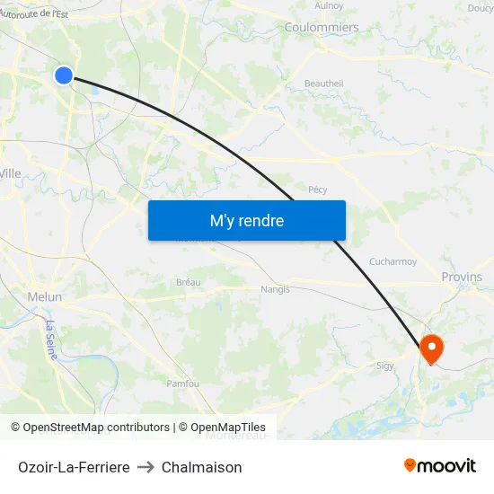 Ozoir-La-Ferriere to Chalmaison map