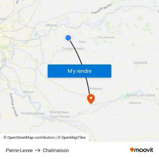 Pierre-Levee to Chalmaison map
